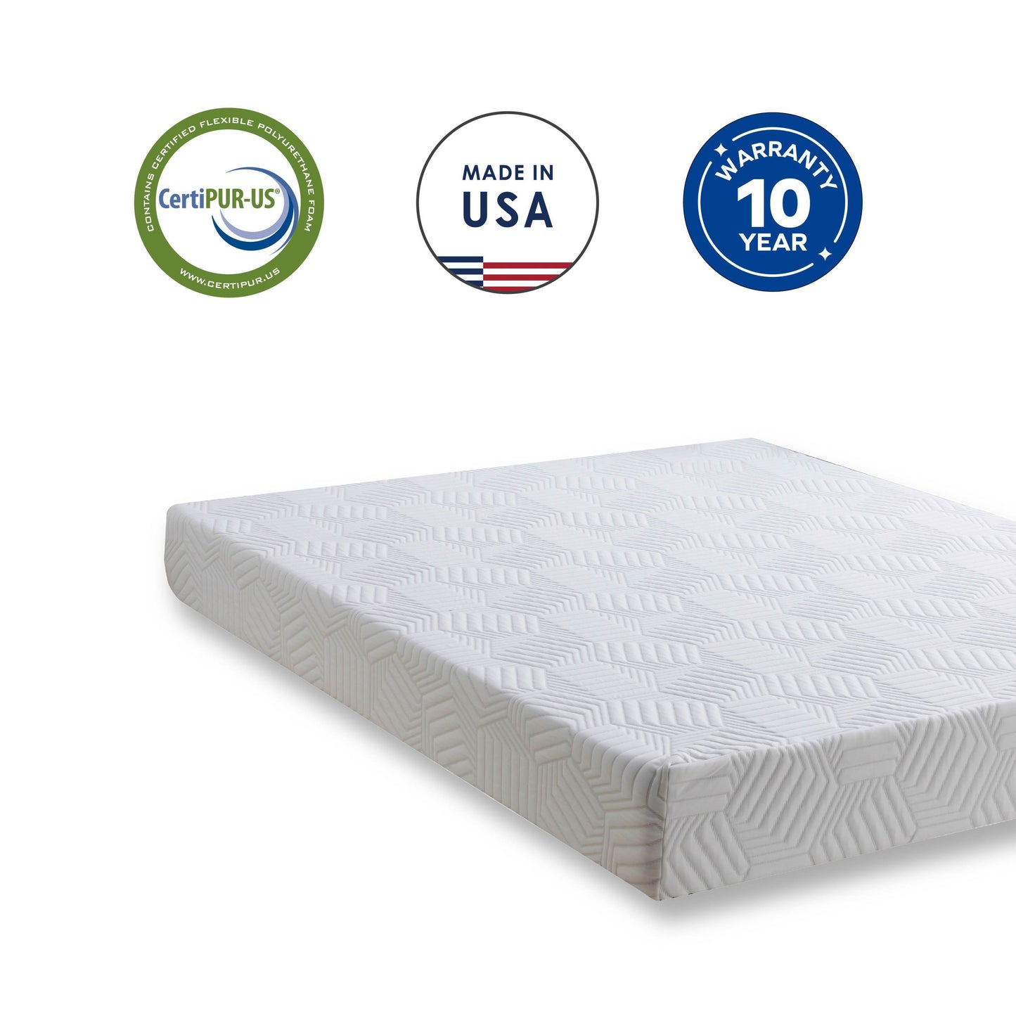 12 Inch Twin Gel Memory Foam Mattress, White, Bed in a Box, Green Tea and Cooling Gel Infused, CertiPUR-US Certified