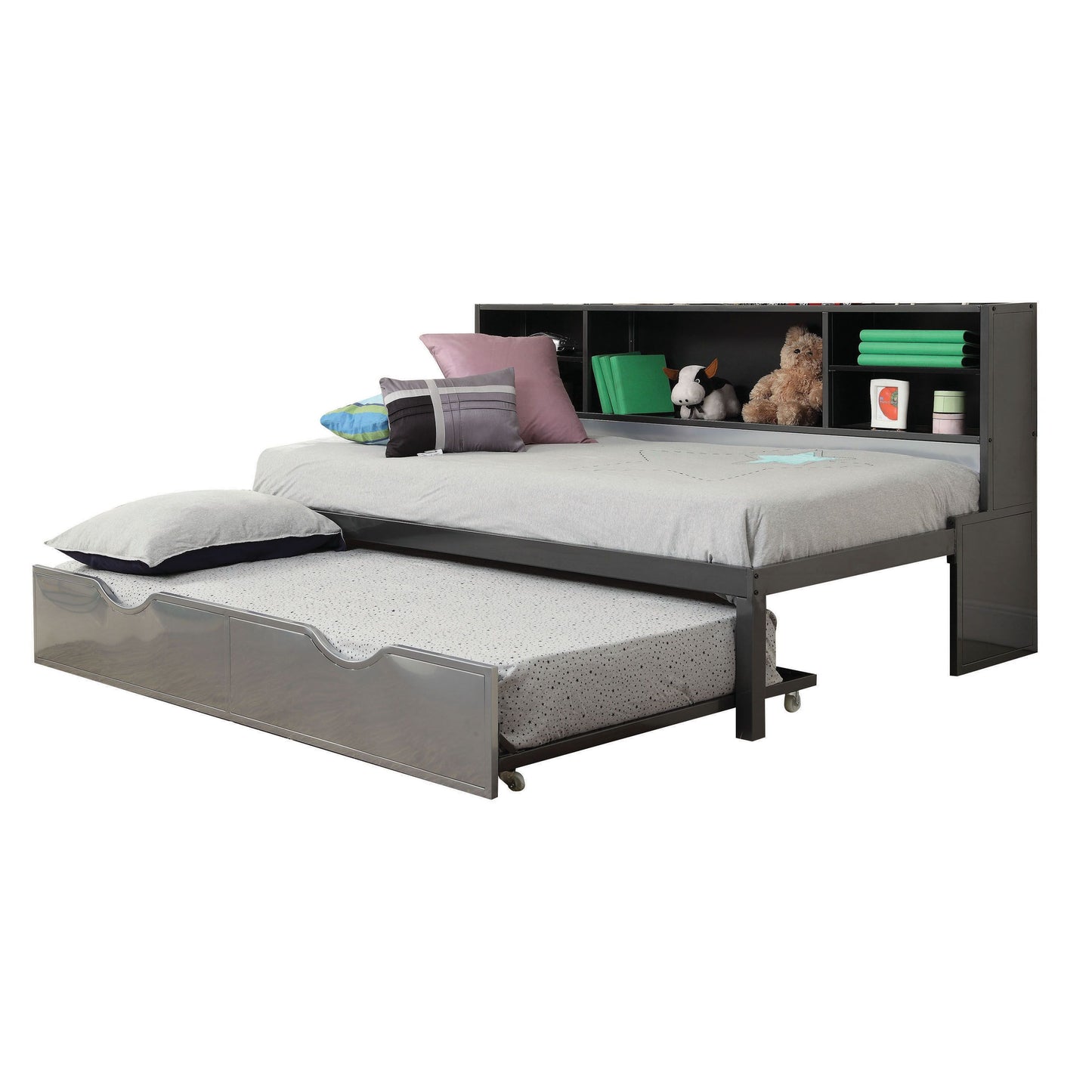 ACME Renell Daybed Bed & Trundle in Black & Silver 37225T