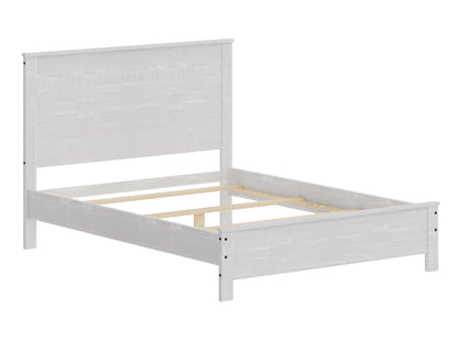 Yes4wood Albany Solid Wood White Bed, Modern Rustic Wooden Full Size Bed Frame Box Spring Needed