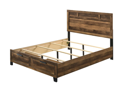 ACME Morales Storage E. King Bed, Rustic Oak Finish 28587EK