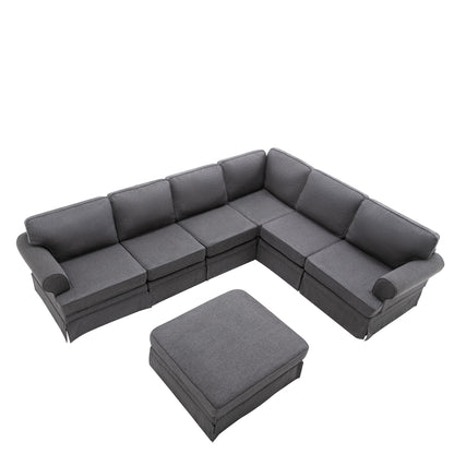 109.4" Fabric Upholstered Modular Sofa Collection, Modular Customizable ,Sectional Couch with removable Ottoman for Living Room