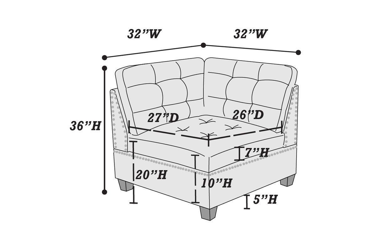 Modular Sectional 9pc Set Living Room Furniture Corner Sectional Tufted Nail heads Couch Gray Linen Like Fabric 3x Corner Wedge 4x Armless Chairs and 2x Ottomans