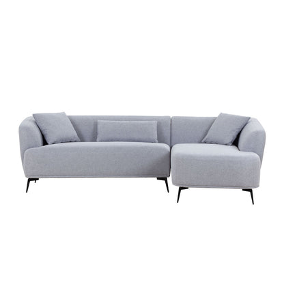 L-Shape Sectional Sofa Couch with Chaise,Metal Legs,Light Grey