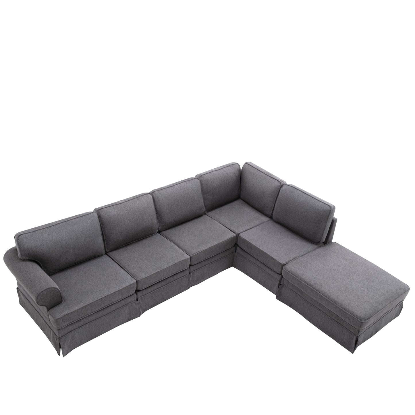 109.4" Fabric Upholstered Modular Sofa Collection, Modular Customizable ,Sectional Couch with removable Ottoman for Living Room