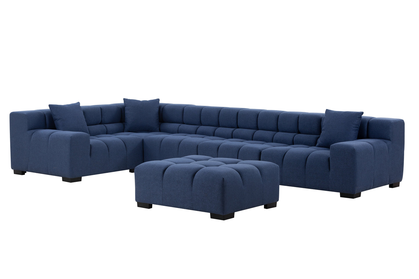 Modular Seating Sofa Couch L-Shaped Sectional sofa with Ottoman BLUE