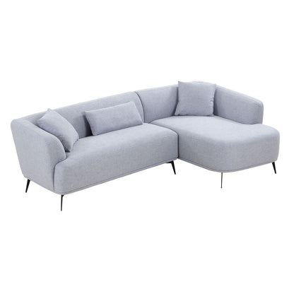 L-Shape Sectional Sofa Couch with Chaise,Metal Legs,Light Grey