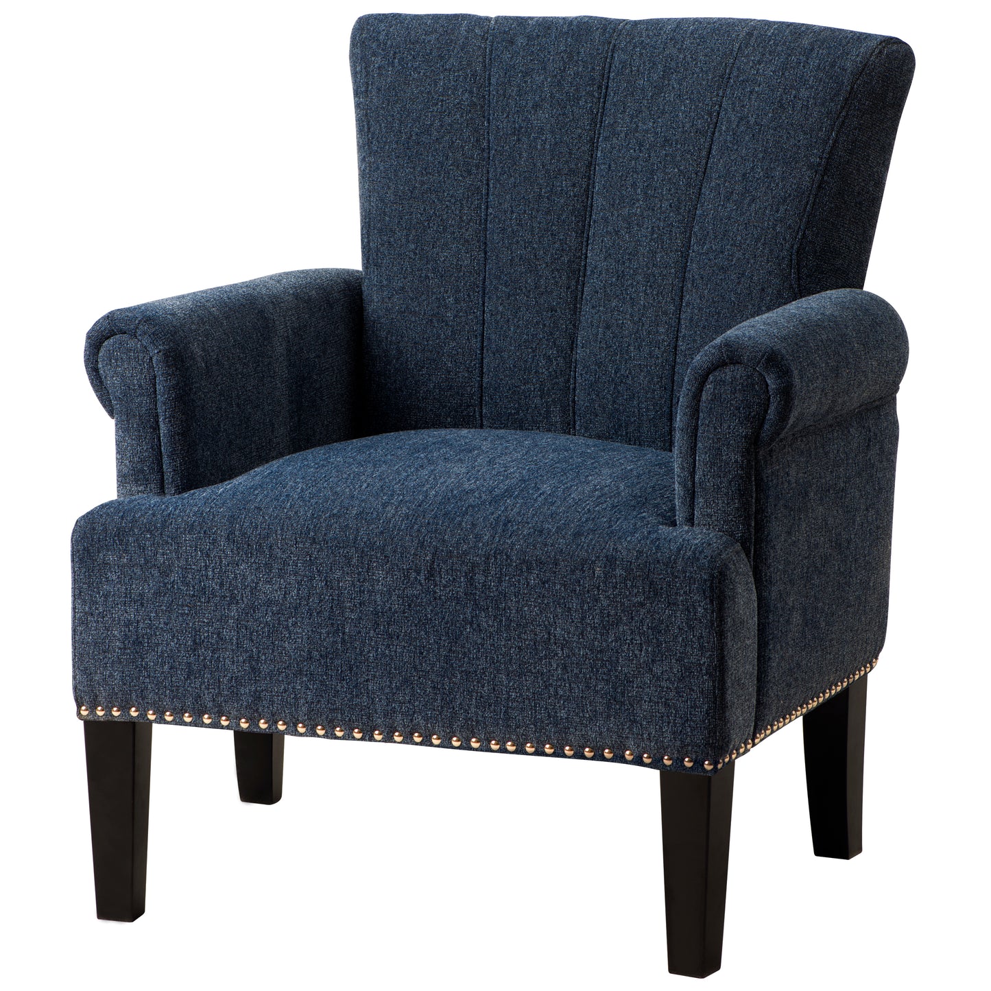 Accent Rivet Tufted Polyester Armchair ,Navy Blue