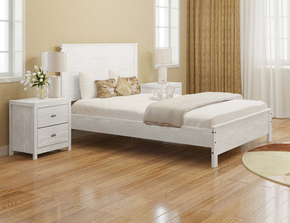 Yes4wood Albany Solid Wood White Bed, Modern Rustic Wooden Full Size Bed Frame Box Spring Needed