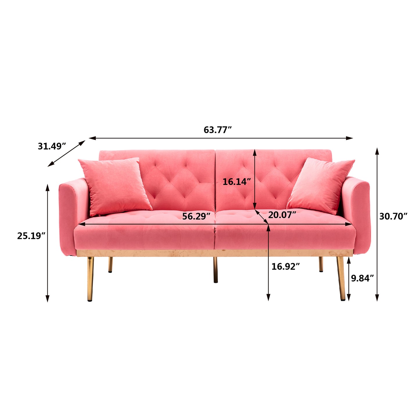 COOLMORE  Velvet  Sofa , Accent sofa .loveseat sofa with rose gold metal feet  and